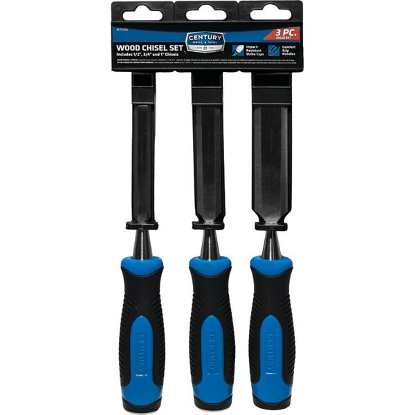 Century Drill And Tool Wood Chisel Professional 3Pc Set 1/2" 3/4" And 1" 72313